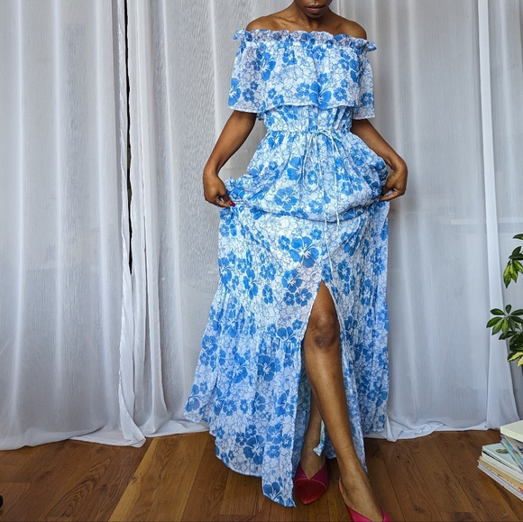 NWT Resortwear Blue Floral Maxi Dress - All Things Mochi | Size Small - Picture 4 of 9